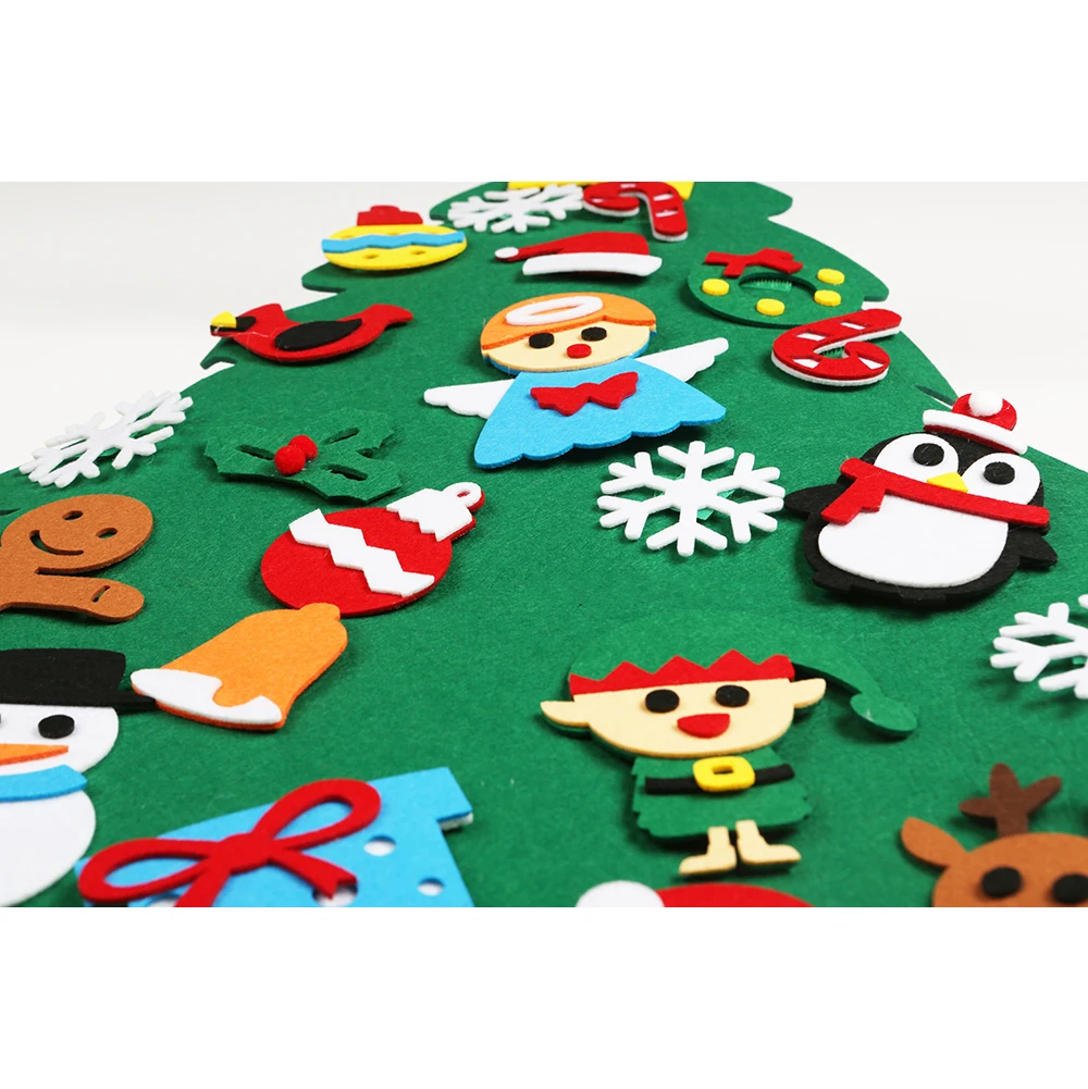 DIY Felt Christmas Tree Montessori Busy Board Xmas Door Wall Decorations Wall Hanging Ornaments For Kids New Year Gifts