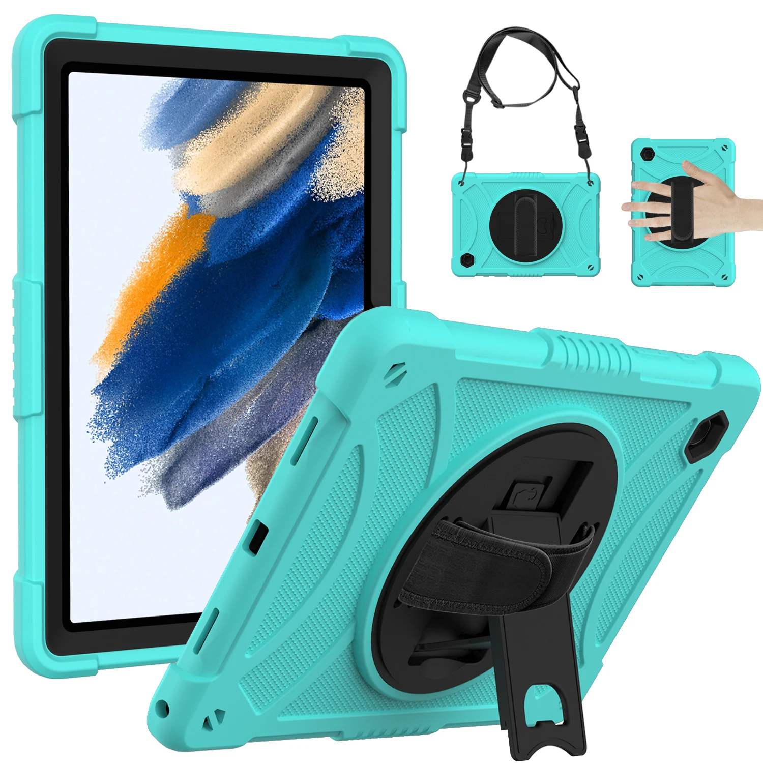 

Прочный чехол-подставка для Samsung Tab A11 A9 Plus 11" SM-X230 X236 X210 X215 X216 A8 10.5 X200 X205 X207, вращающаяся крышка 2-в-1