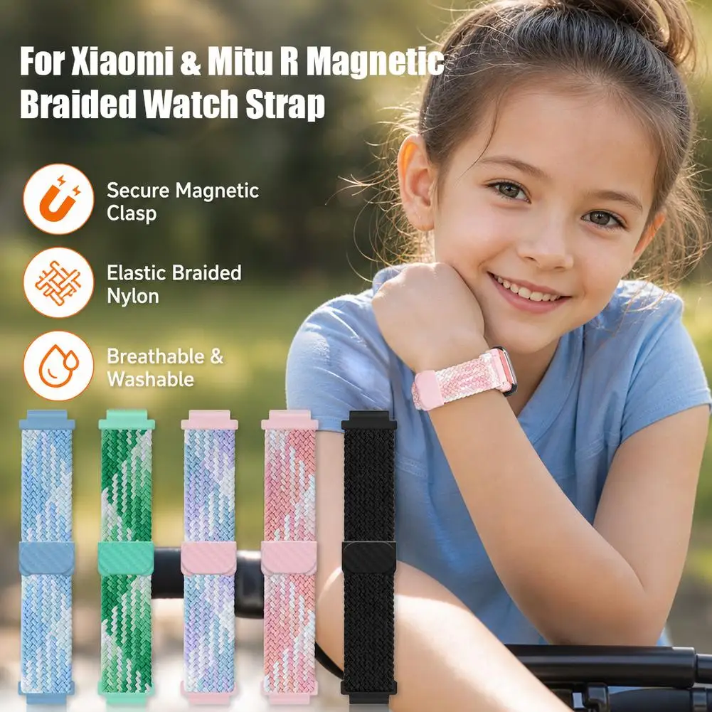 Magnetic Elastic 15mm 16mm 17mm Watch Strap For Xiaomi Mi Rabbit Watch Magnetic Braided Strap Wristband Kidswatch Replacement