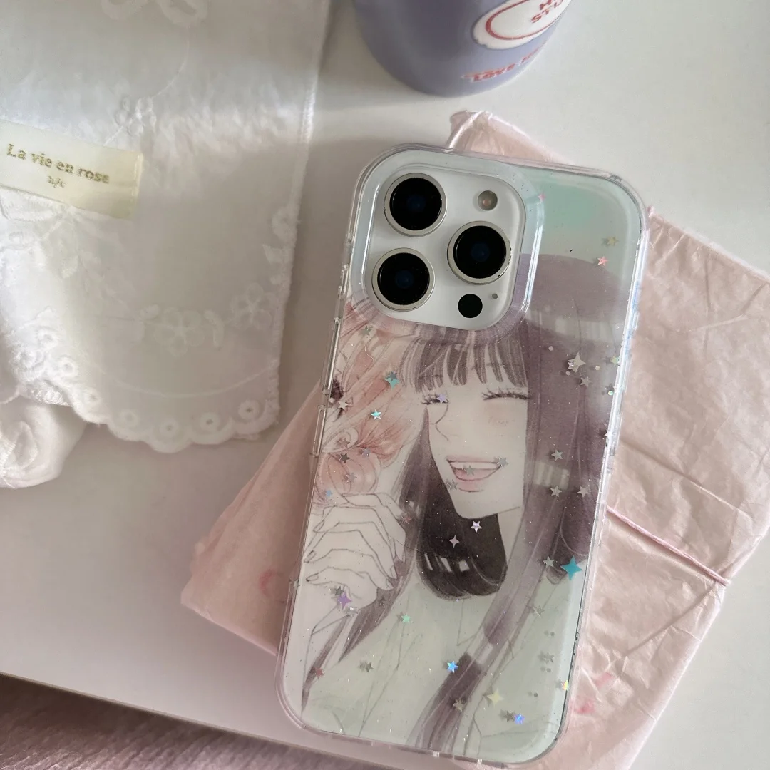 أنيمي Y2K الحلو فتاة قضية الهاتف آيفون 13 12 Mini 14 Pro 15 16 Plus Pro Max Kawaii Harajuku سيليكون غطاء الهاتف آيفون حالة