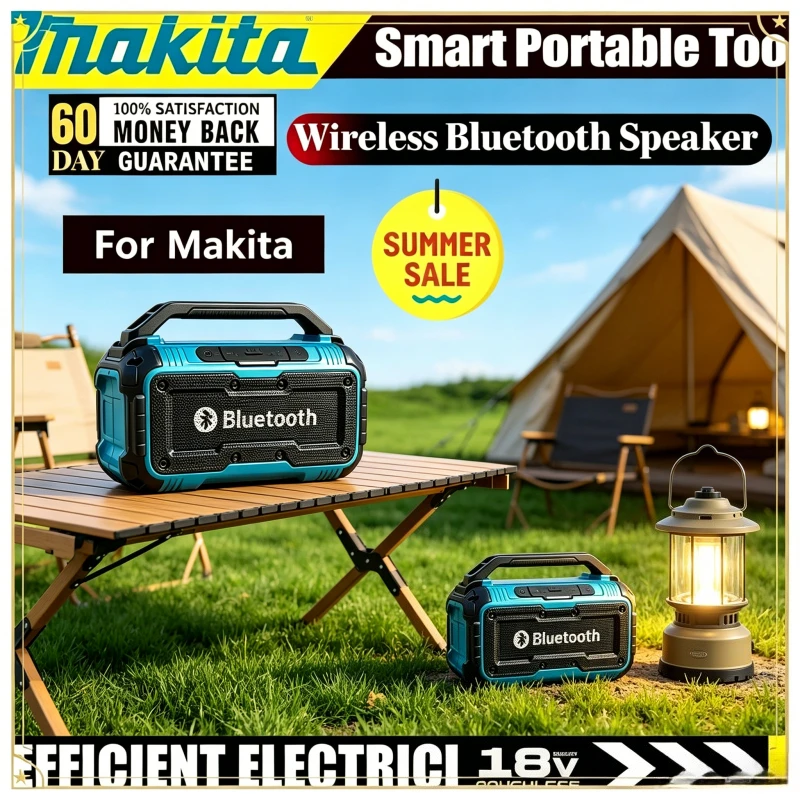 

Makita Cordless Bluetooth Speaker 18V Battery Compatible, Portable with Surround Sound Dual Channel Subwoofer Loudspeaker