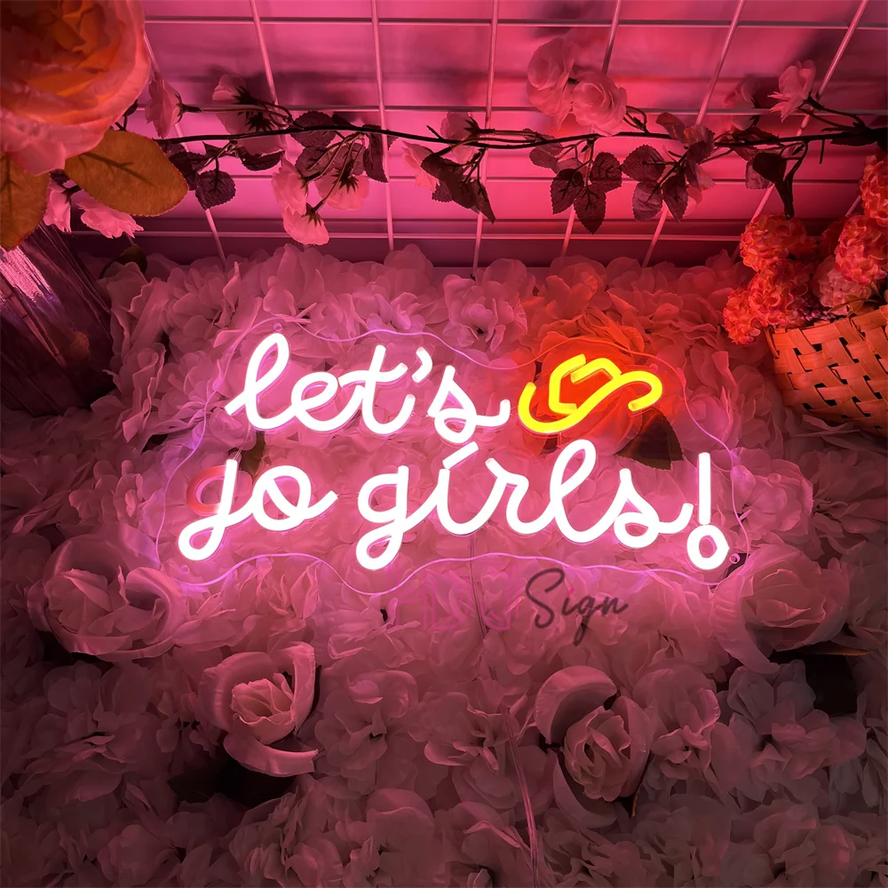 

Lets go girls Неоновая светодиодная вывеска для комнаты Настенный декор Спальня Девушка пещеры Украшение Неоновые световые вывески USB для подарка на день рождения Светодиодные фонари