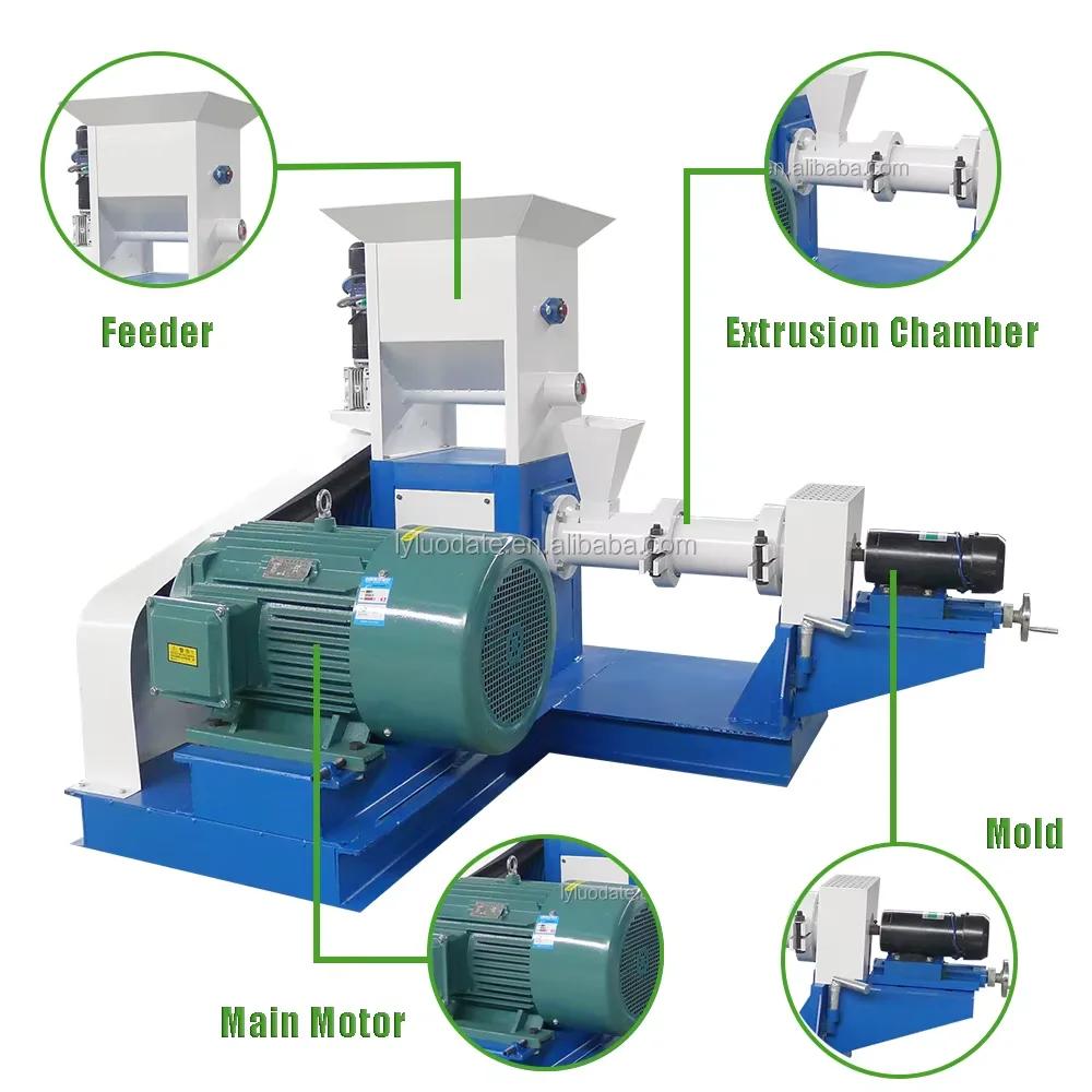 Small Scale Fish Feed Extruder High Output Floating Pellet Fish Feed Extrusion Machine 2 Tons Per Hour