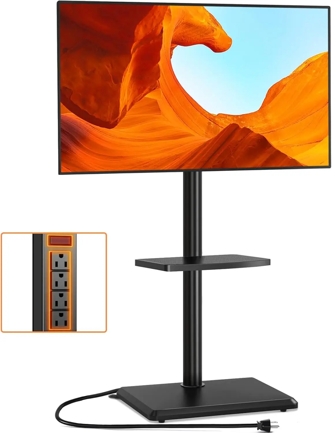 

Floor TV Stand with Power Outlet, TV Mount Stand for 32-60 inch TVs up to 88 lbs, Swivel TV Stand Mount with Height