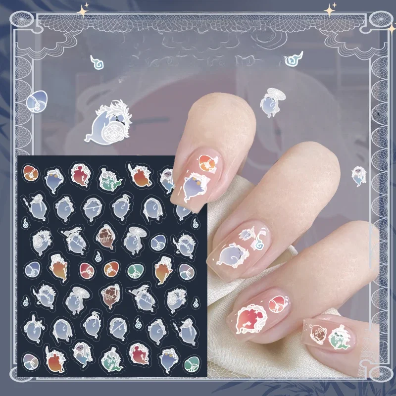 Ashes of The Kingdom Liu Bian Sun Ce Fu Rong Otome Game Nail Stickers Chibi Creative Cute Funny Merch Nail Art Transparent Decal