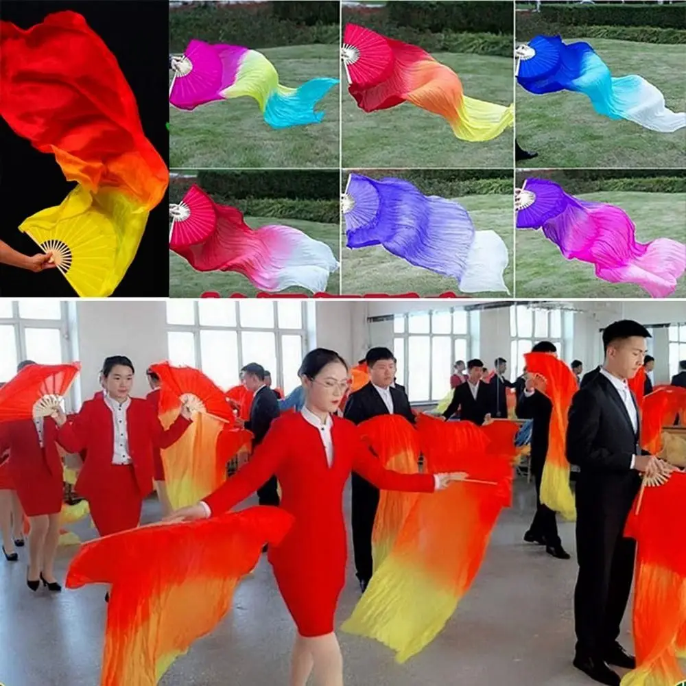 التدرج اللون الرقص الشرقي مروحة متعدد الألوان الرقص اكسسوارات طويلة تقليد مروحة 150 سنتيمتر طول ممارسة راقصة أداة #1