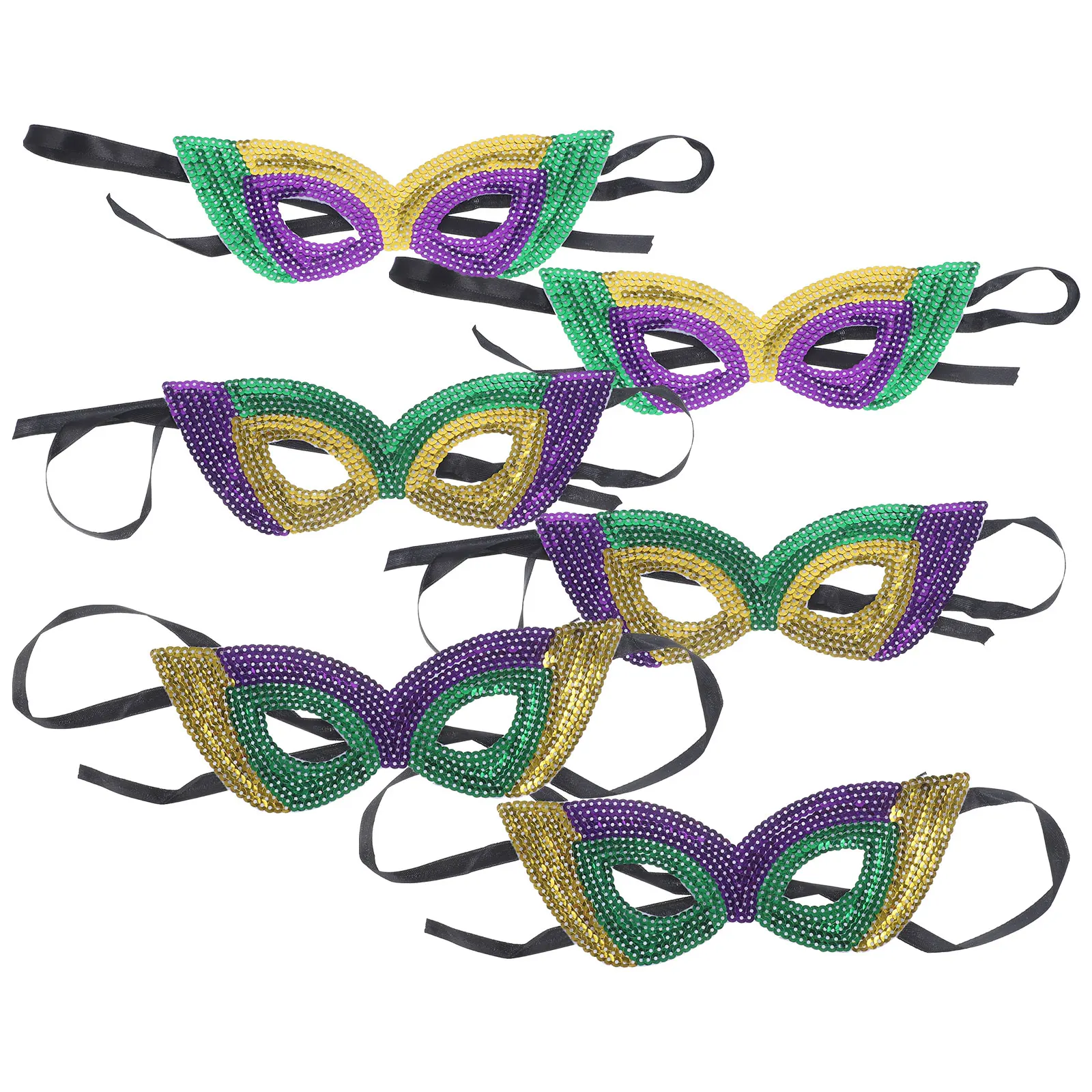 

6 Pcs Sequin Masquerade Mask Carnival Party Decorations for Women Girls Costume Fancy Dress Cosplay Halloween Mardi Gras