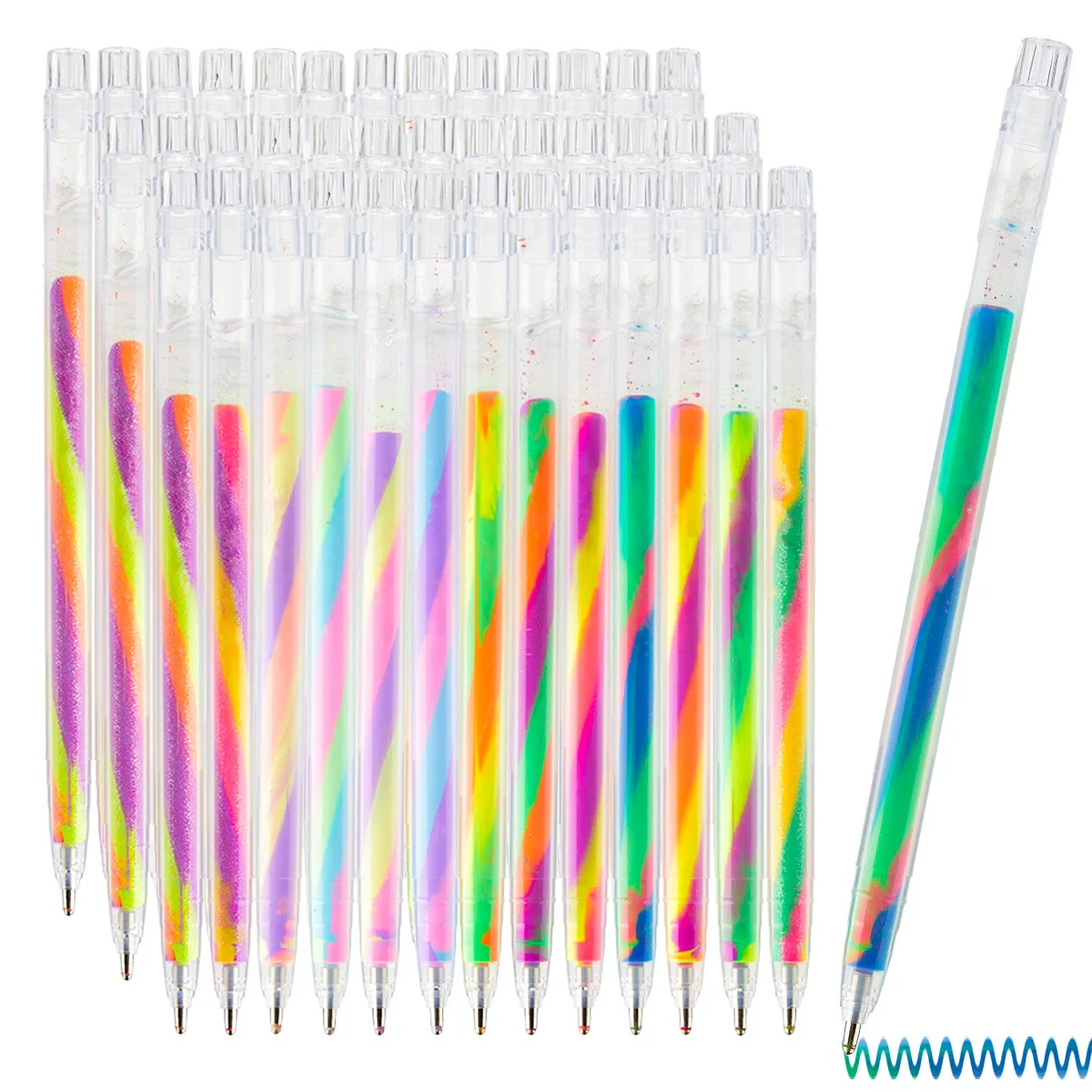 18 Rainbow Glitter Gel Pens Color Changing Pen for Coloring Large Capacity Ink Fun Swirl Rainbow Pens for Adult Coloring Drawing