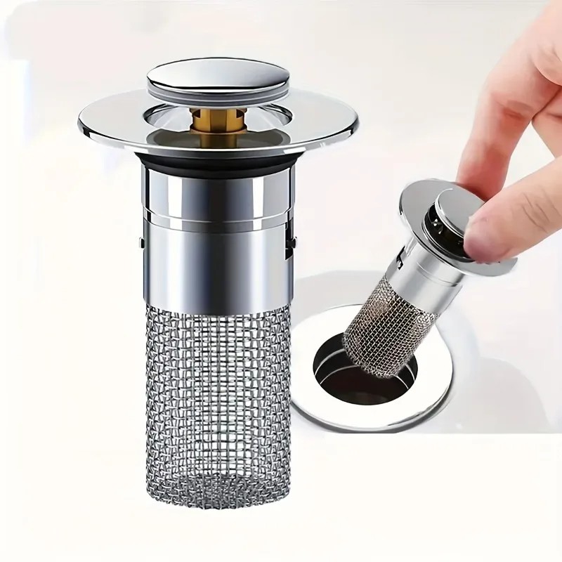 

Stainless Steel Pop-up Bathroom Sink Plug with Anti-Odor Drain, Brass Core, Durable Home Accessory for Kitchen/Bathroom