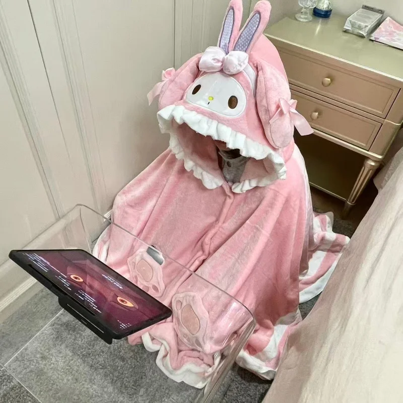 

My Melody Piano Cloak Sanrio Plush Pum Pum Purin Hello Kitty Doll Cinnamoroll Toy Pochacco Kuromi Soft Warm Gift For Kids