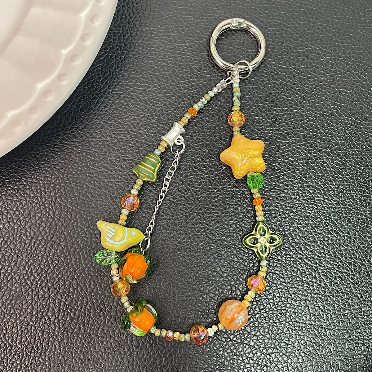 

Cartoon Oil Painting Star Phone Chain Crystal Handmade Bead Key Bag Decoration Fashionable Women's Phone Case Hanging Rope