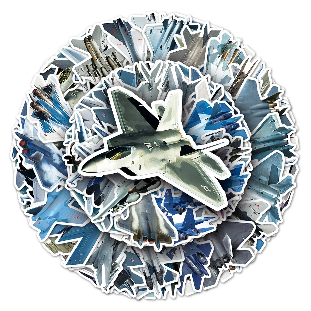 10/50Pcs Cartoon Plane Fighter Sticker Toys for Boys Car Aircraft Anime Sticker for DIY Kids Toys Room Learning Traffic Tool
