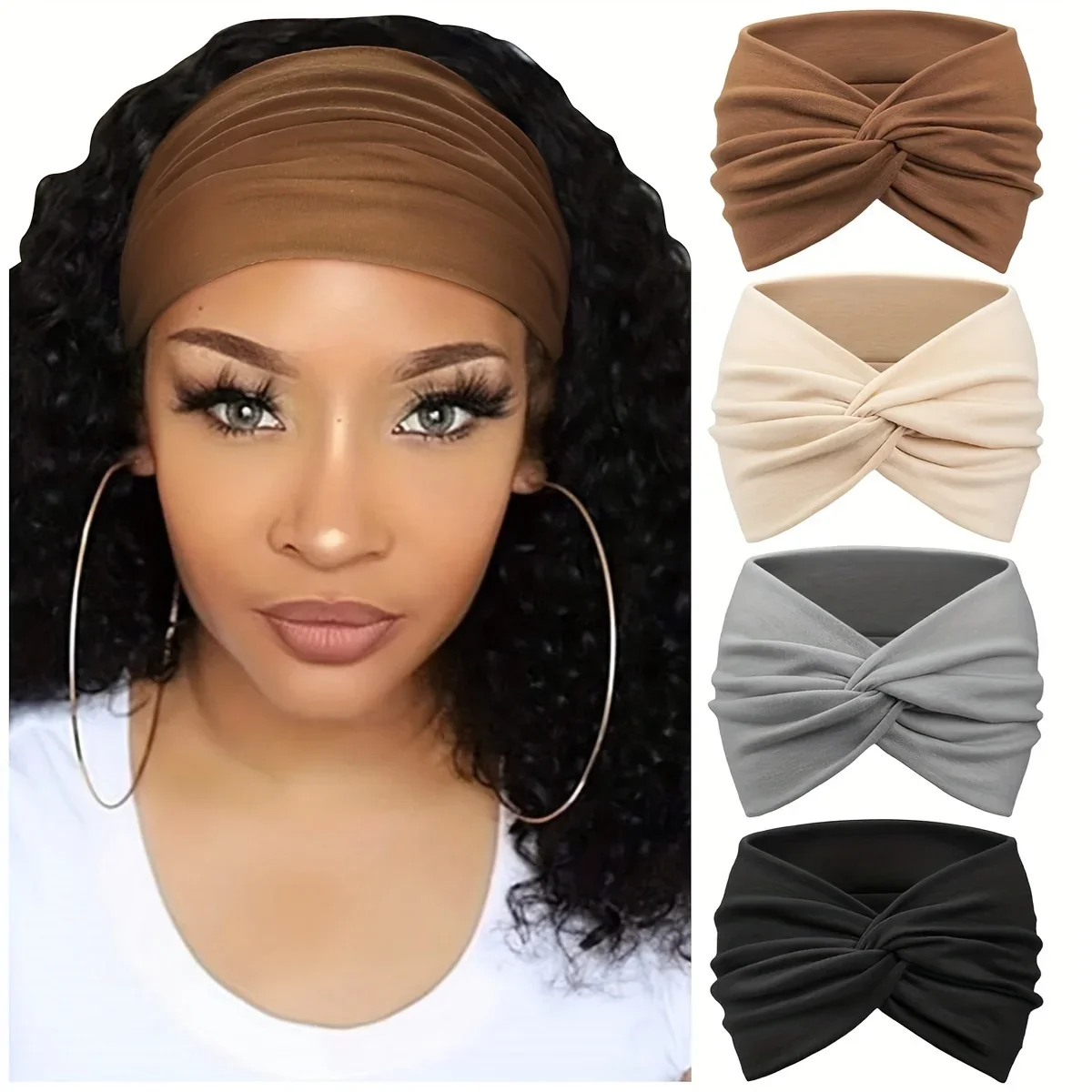 soft retractable sports headband - sweat wicking, wide brim, headband style, knitted fabric,