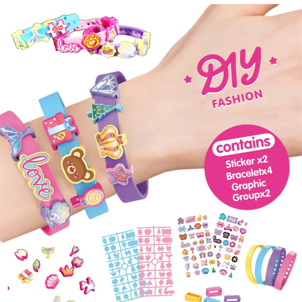 Girls DIY Bracelet Making Kit Set Bead Game Handmade Making Material Pack girl play home weaving color bracelet making gift set