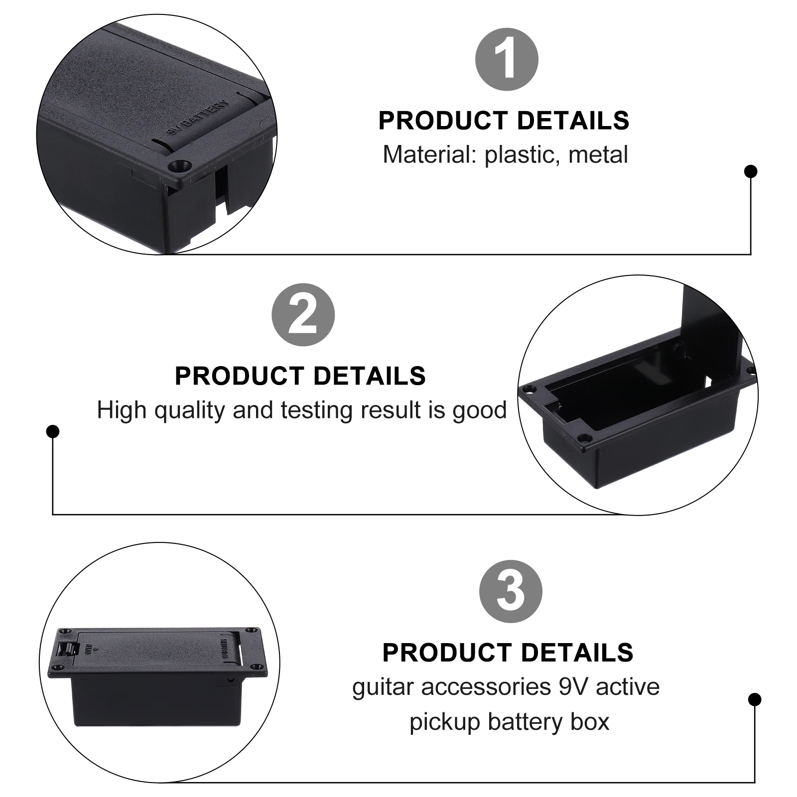 

2 pcs 9V Pickup Box For Guitar Bass Active Pickups Durable Replacement Easy Install Small Design Guitar Pickup Holder