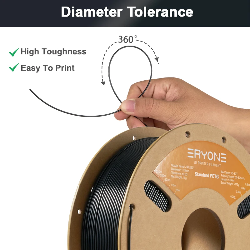 ERYONE 3,10KG Standard PETG Filament 1.75mm 3D Print,Multicolor Available,petg filament,3D Filament Wholesal ,1KG/Spool