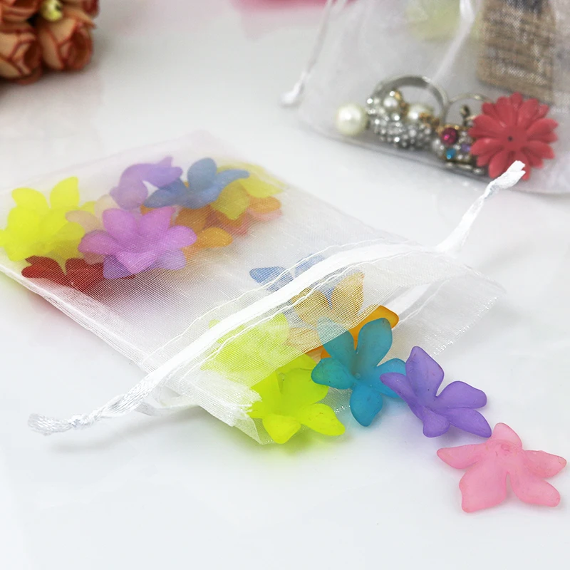 20/30/50pcs Organza Gift Bag Jewelry Packaging Bag Wedding Party Candy Packing Favors Pouches Drawable Bags Present Pouches