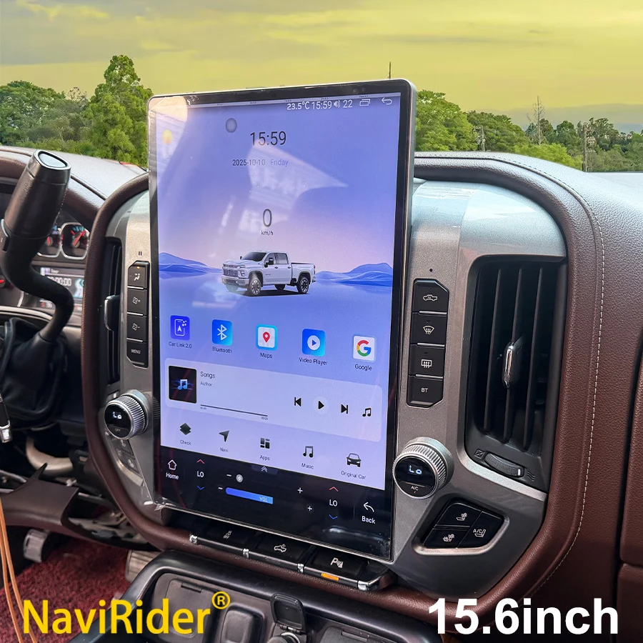 

15,6-дюймовый экран Android для Chevrolet Silverado GMC Sierra 2014-2023, автомобильный радиоприемник, авто Carplay, GPS-навигация, мультимедийный видеоплеер