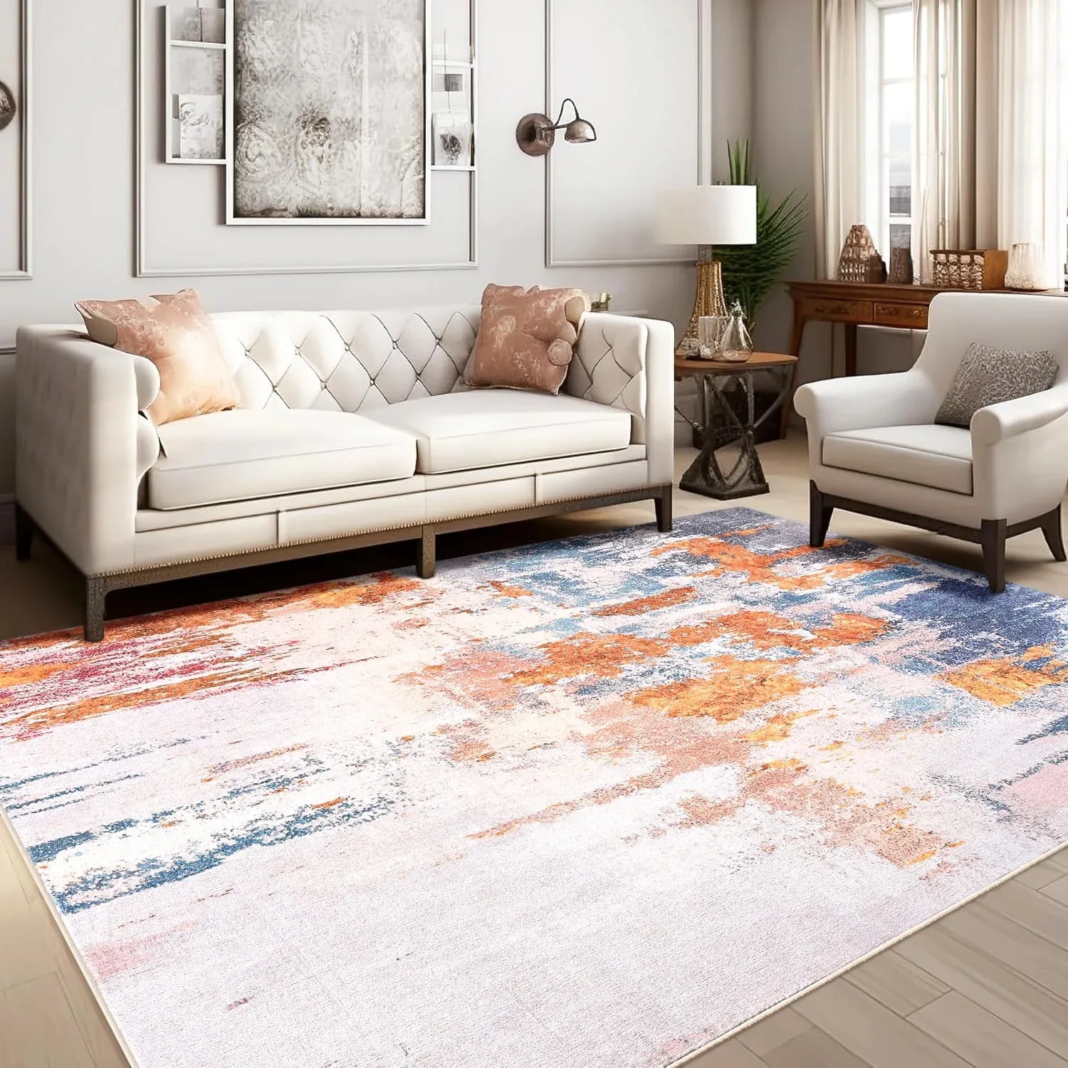 

NOAHAS Modern Abstract Rugs Fluffy Vintage Area Rug for Living Room Bedroom Carpet Home Decor