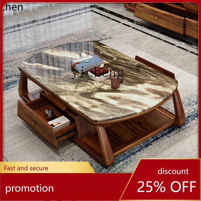 

YFY TV Cabinet Unit Light Luxury Living Room Furniture Small Apartment Storage Drawer Tea Table