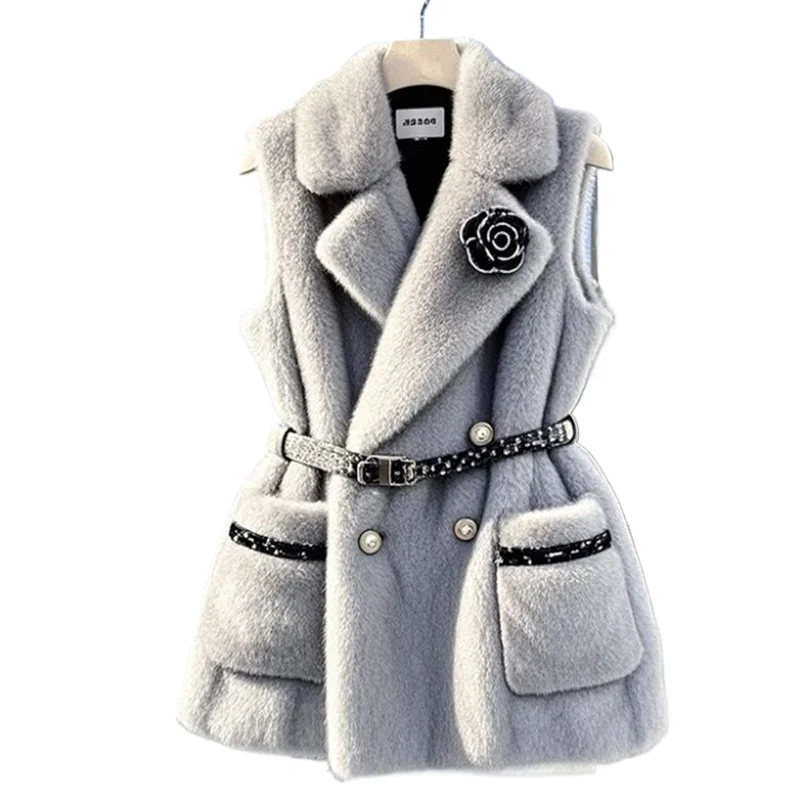 

Fur Coat Women's Vest 2025 New Autumn Winter Layered Gray Clothing