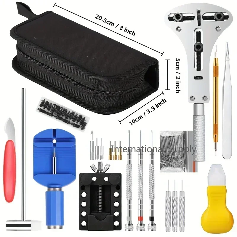147Pcs Watch Repair Tool Set Watchmaker Professional Kit for Battery Change Strap Adjustment Back Case Opener