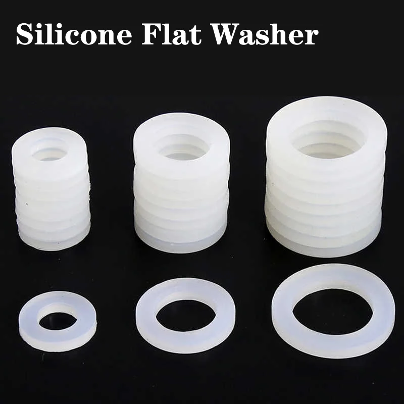 High-temperature Silicone Flat Washer Thick 0.5/1/1.5/2/3mm Soft Silicone Flat Gasket O-Ring Screw Seal Washer Ring ID 2mm-10mm
