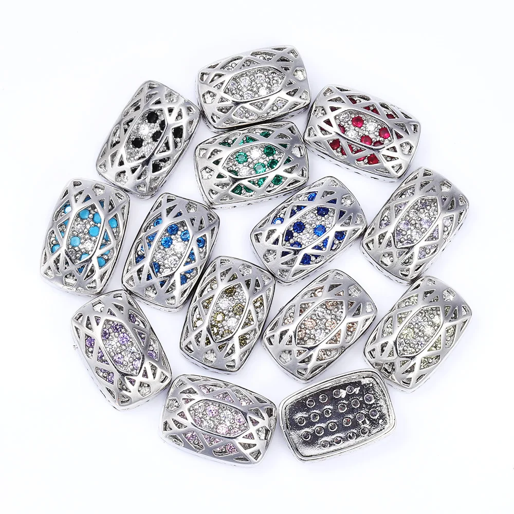 4Pcs Cubic Zirconia Alloy Charms Cushion Rectangle Glass Sewn Rhinestone Imitation Rhodium Plated Sewing Accessories for Clothes