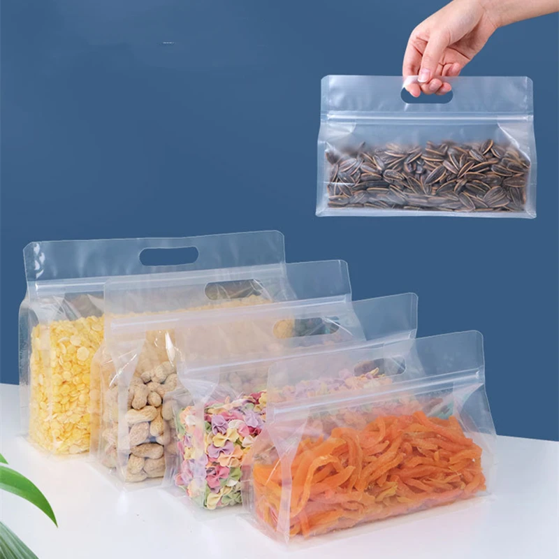 StoBag 50pcs Transparent Octagon Food Packaging Ziplock Bags Handle Sealed Clear for Candy Tea Nuts Dried Fruit Storage Logo