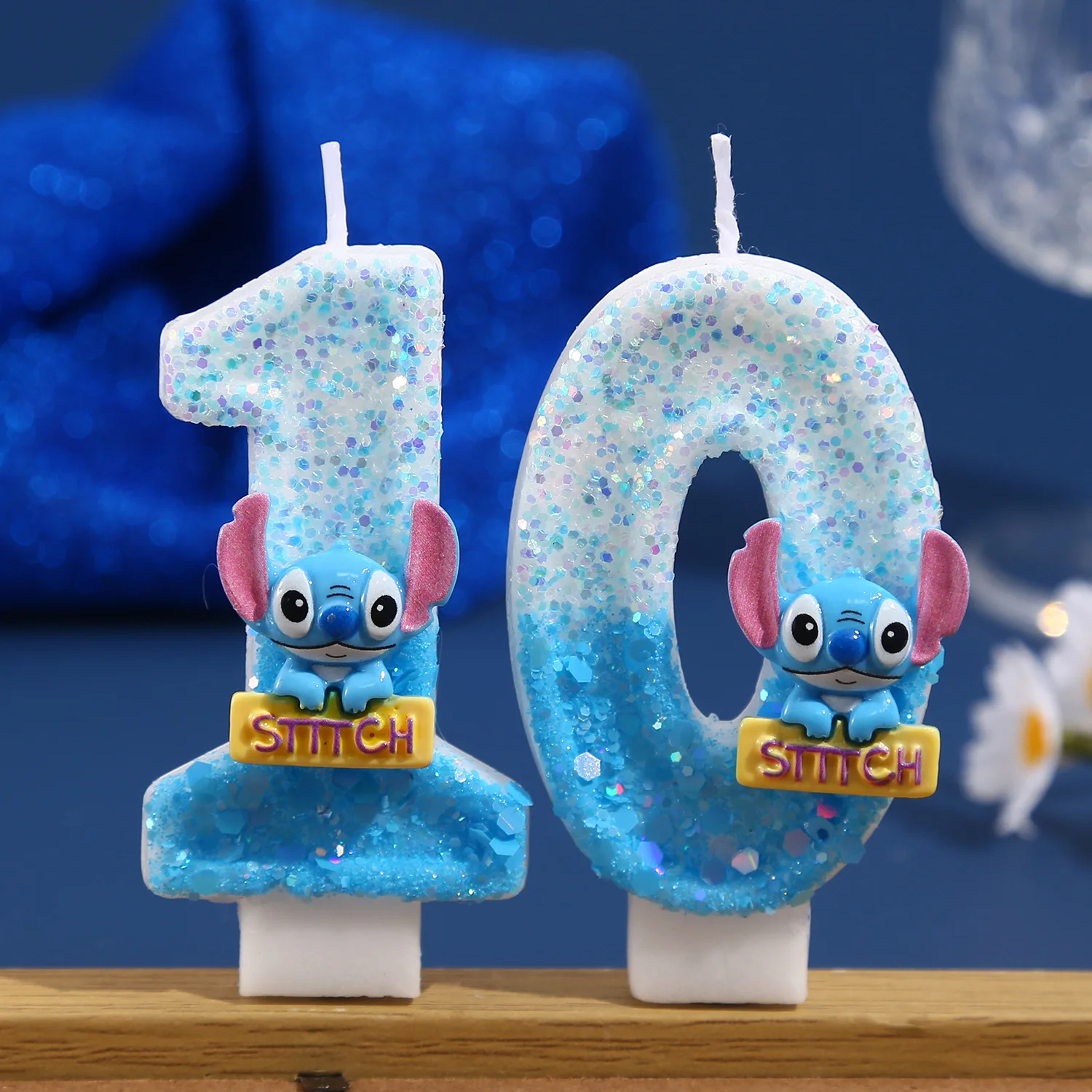 غرزة أرقام 0-9 شموع كعكة عيد الميلاد الديكور حفلة عطلة عيد ميلاد الشموع المصنوعة يدويا