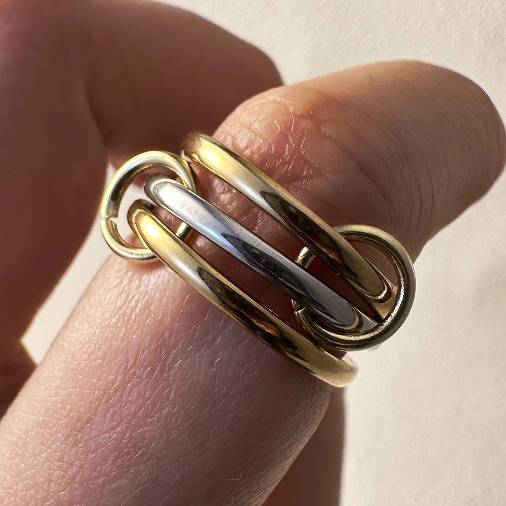 Stackable Rings Stainless Steel Two-color Design Minimalist Three-pieces Size 5-13 Spinelli Kilcollin Ring For Women Jewelry New