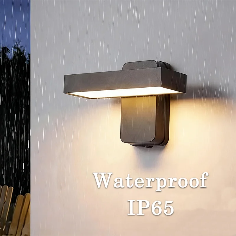 مستشعر حركة للتدوير الجدار مصباح IP65 مقاوم للماء في الهواء الطلق الجدار الخفيفة الألومنيوم فيلا مدخل فناء الشرفة حديقة الإضاءة #3