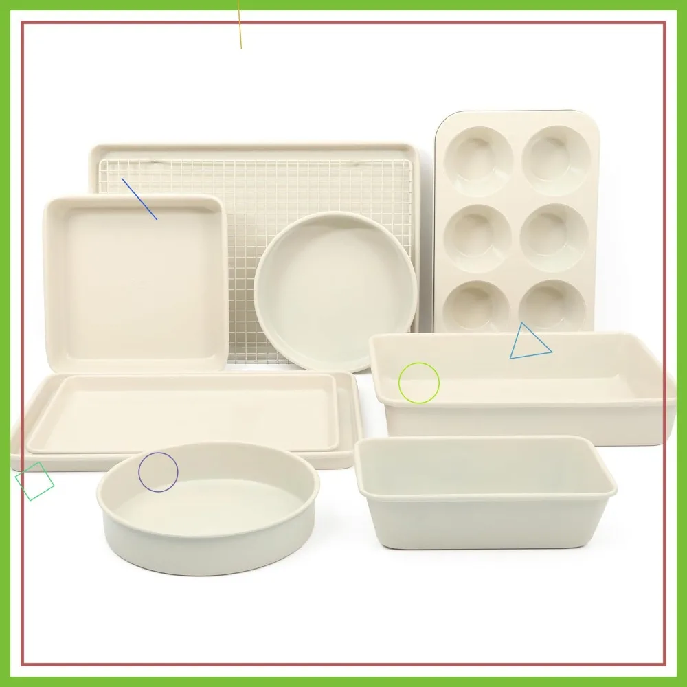 

Набор из 10 керамических форм для выпечки, без PFA, нетоксичные, с антипригарным покрытием, цвет льняной белый