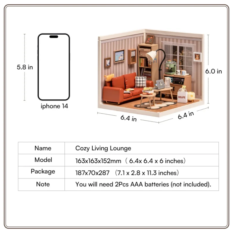 Novo robotime rolife brinquedos de plástico 3d quebra-cabeça super loja aconchegante sala estar plástico diy casa em miniatura kit blocos de construção