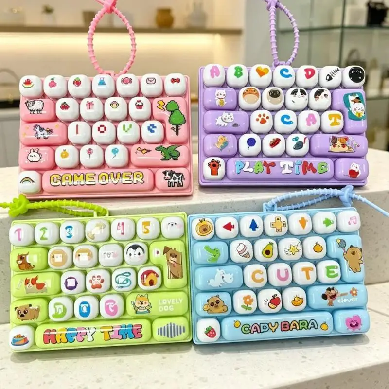 26-key Cartoon Fidget Keyboard Toy Lovely Animal Patterns Portable Lanyard For Kids Stress Relief