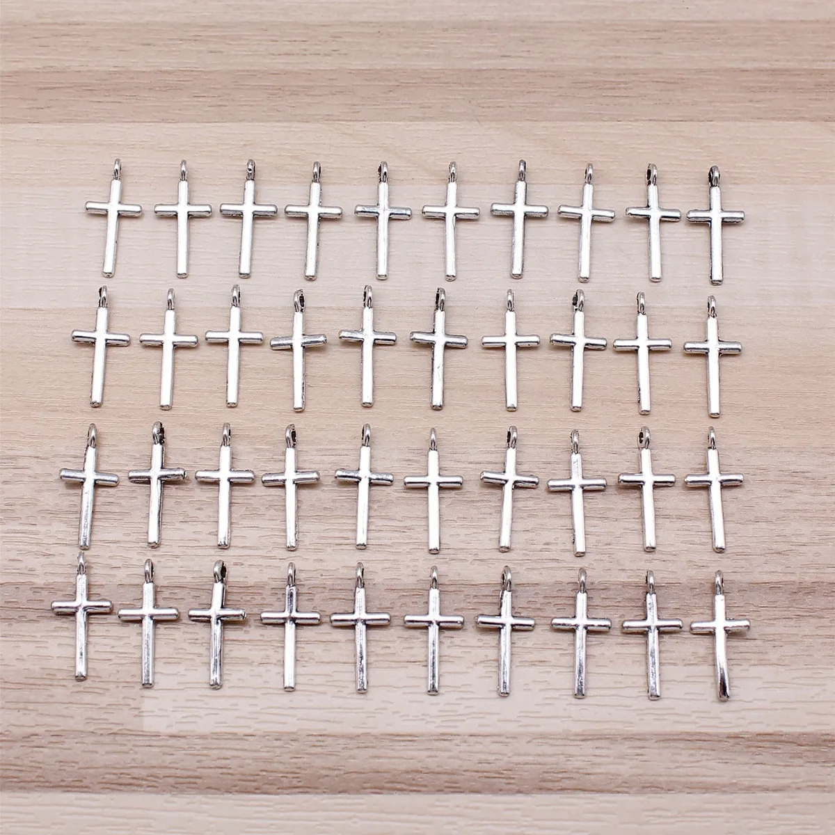 IFOCUS 40pcs/Lot Cross Charms For DIY Jewelry Making Zinc Alloy 16x7mm/0.63x0.28inch