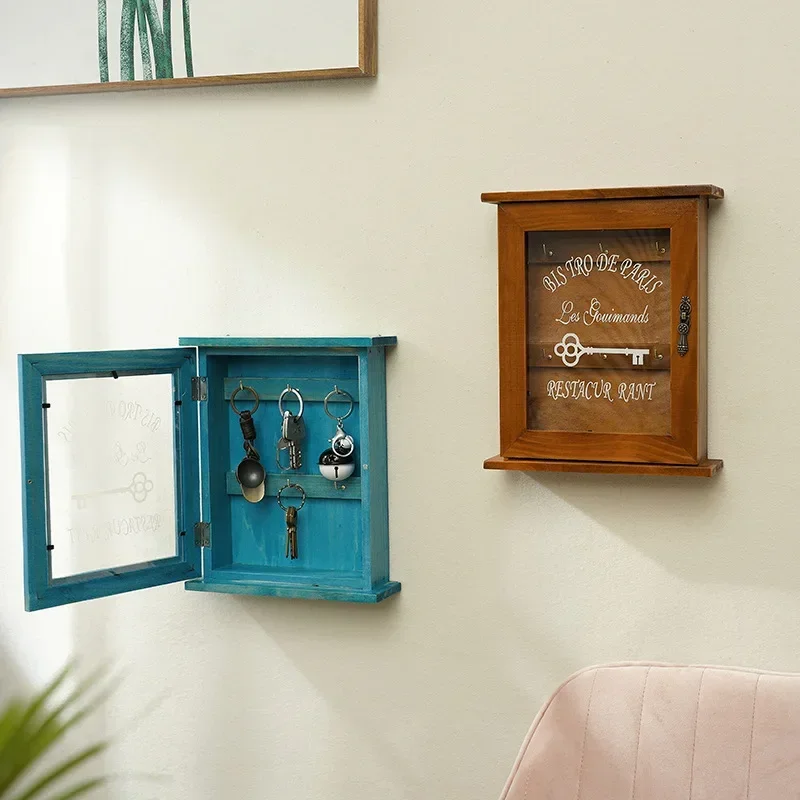 Solid Wood Key Storage Box Wall Hanging Doorway Living Room Creative Home Finishing Decoration Entrance Key Storage Key Box