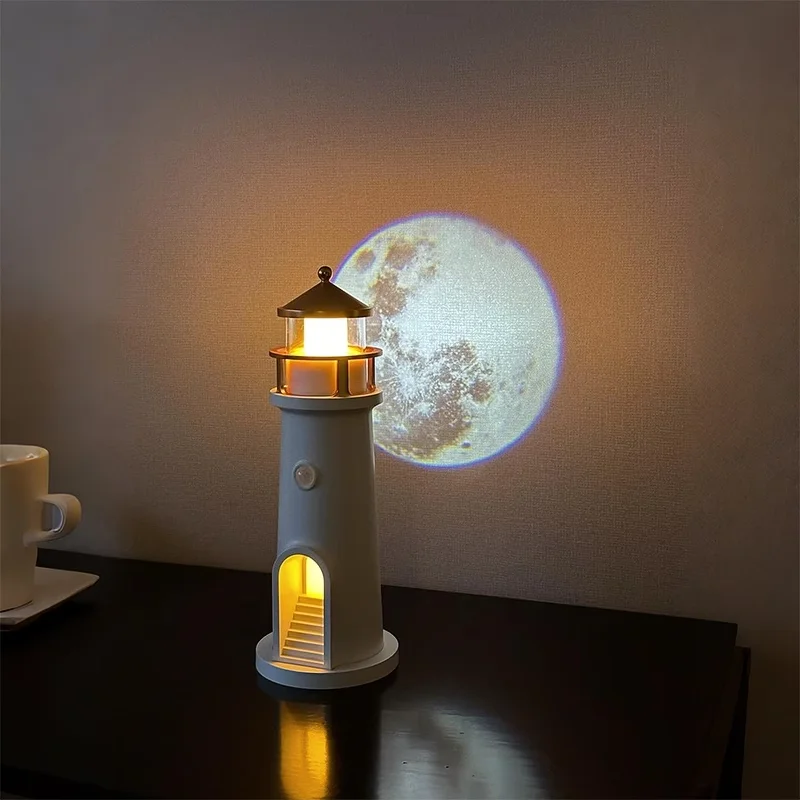 

Tabletop ornament night light decoration moon projection lighthouse