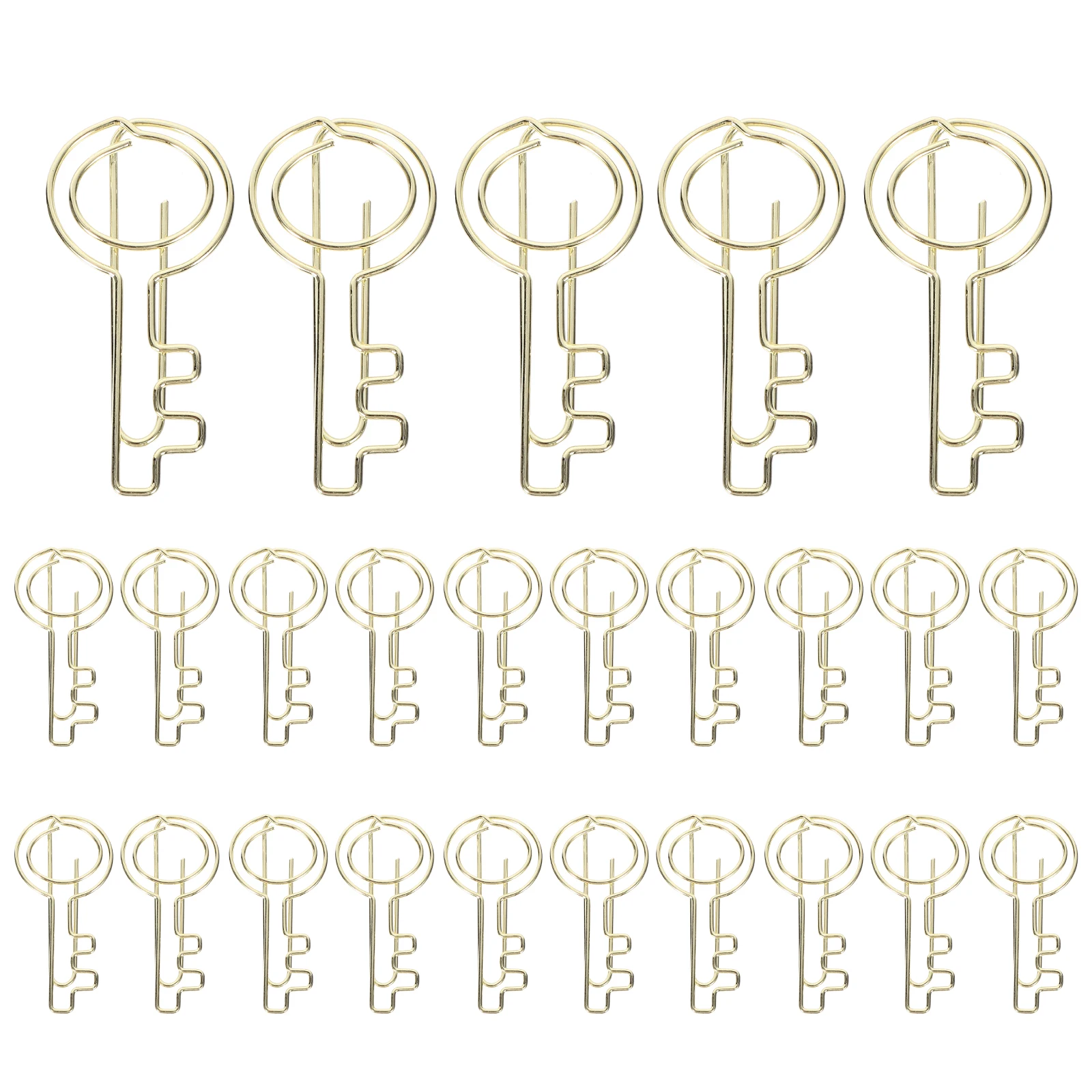 

30pcs Metal Paper Clips Strong Clamping Force Key Shaped Golden Mini Office Supplies Decorative Student Accessories
