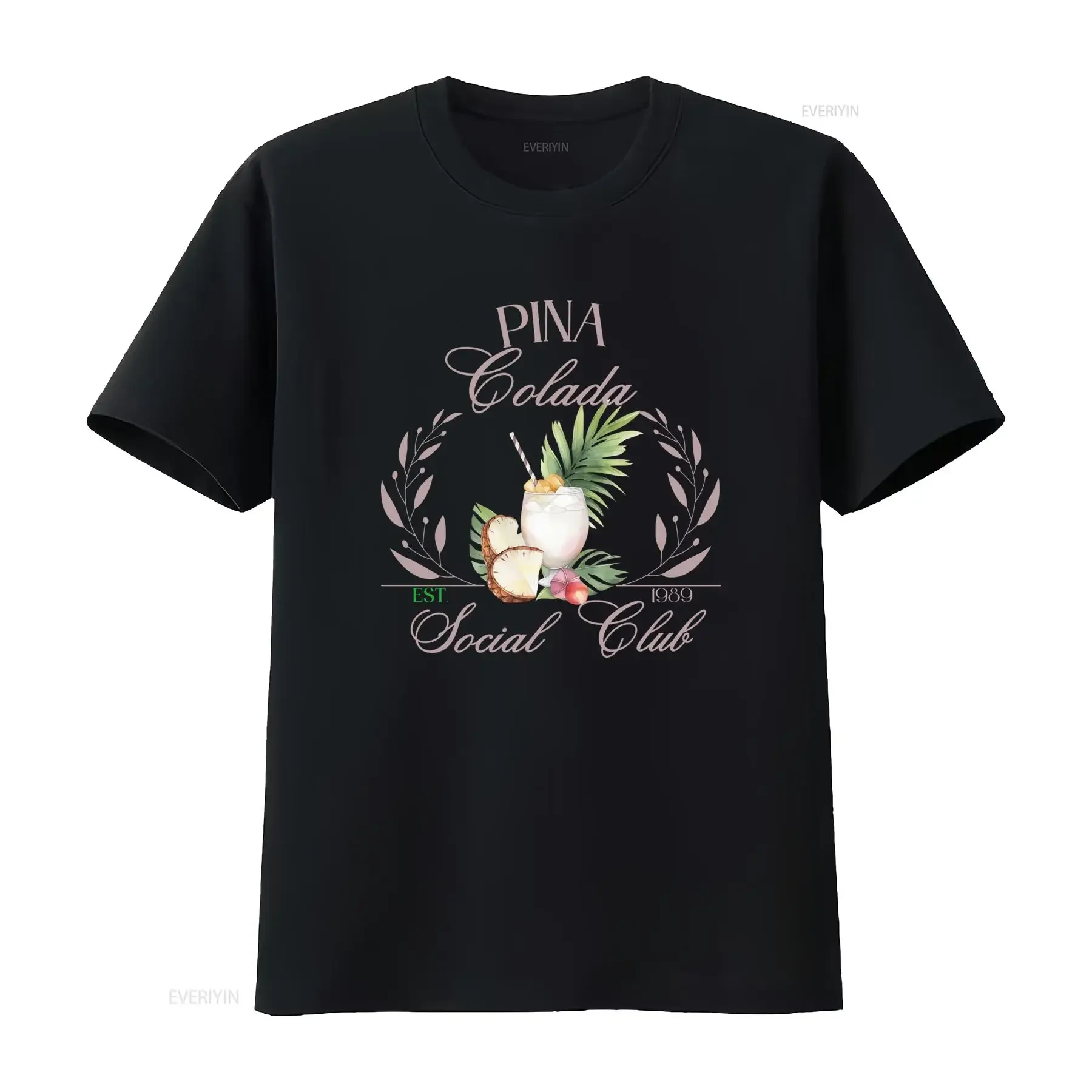 Vintage Retro Pina Colada Social Club Tropical Cocktail Pineapple Print Casual T Shirt vintage Washed Slightly Stylish homme