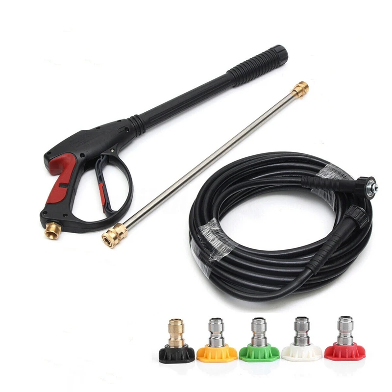 4000 PSI High Pressure Car Power Washergun Spray Wand Nozzle Tips Hose Kit