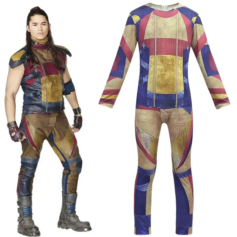 Volwassen/Kinderen Afstammelingen 3 Carlos Gil Jumpsuit Pruik Cosplay Kostuum Polyester 3d Gedrukt Halloween Kostuums Voor Kinderen