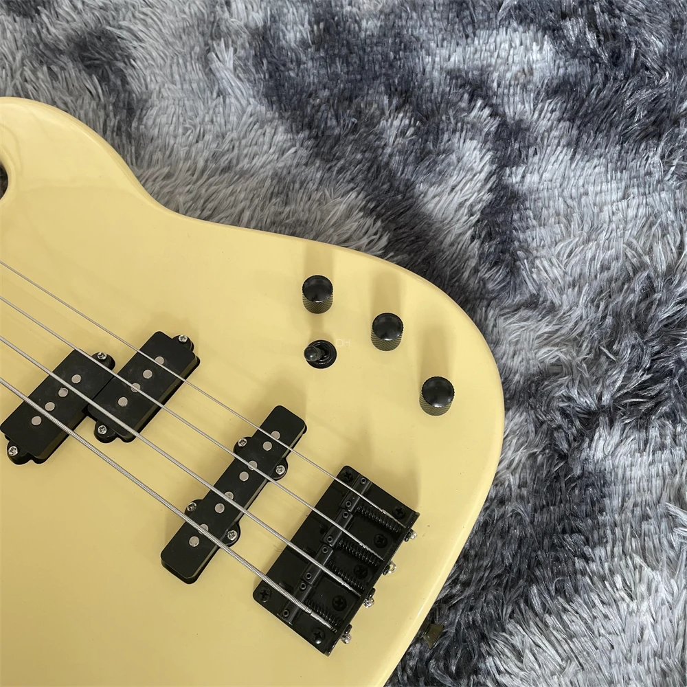 Factory customized high quality electric bass P bass yellow body black neck black accessories