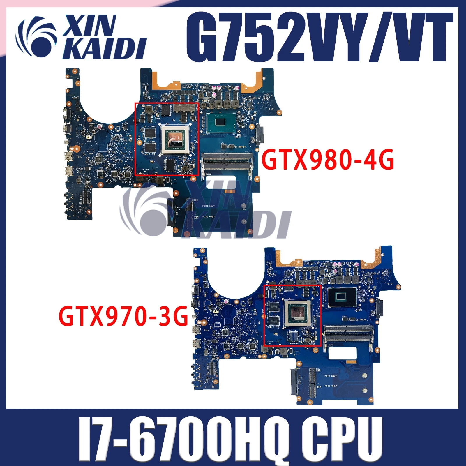 

G752VY Laptop Motherboard For ASUS ROG GFX752 GFX752V G752VT G752VL Mainboard with I7-6700HQ CPU GTX980M GTX970M GTX965M