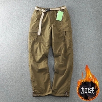 Winter Thick Waterproof Warm Fleece Cargo Pants Men Outdoor Plus Velvet Multi-pockets Loose Straight Casual Overall Trousers