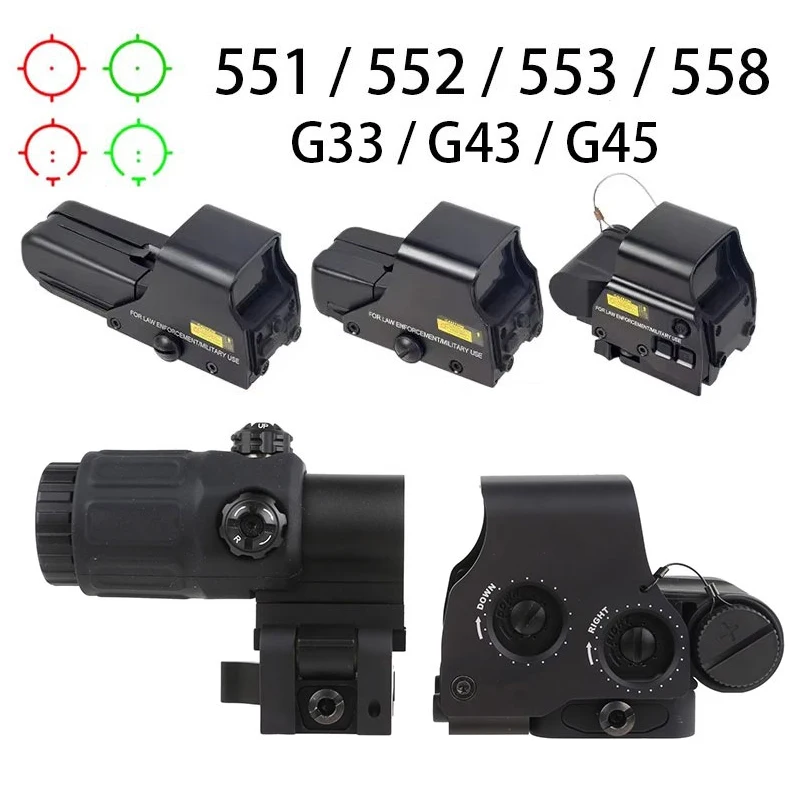 

Tactical 551 552 553 558 G33 G43 G45 Holographic Red Dot Sight Scope Hunting 3X 5X Magnifier Airsoft 20mm Picatinny Rail Gun