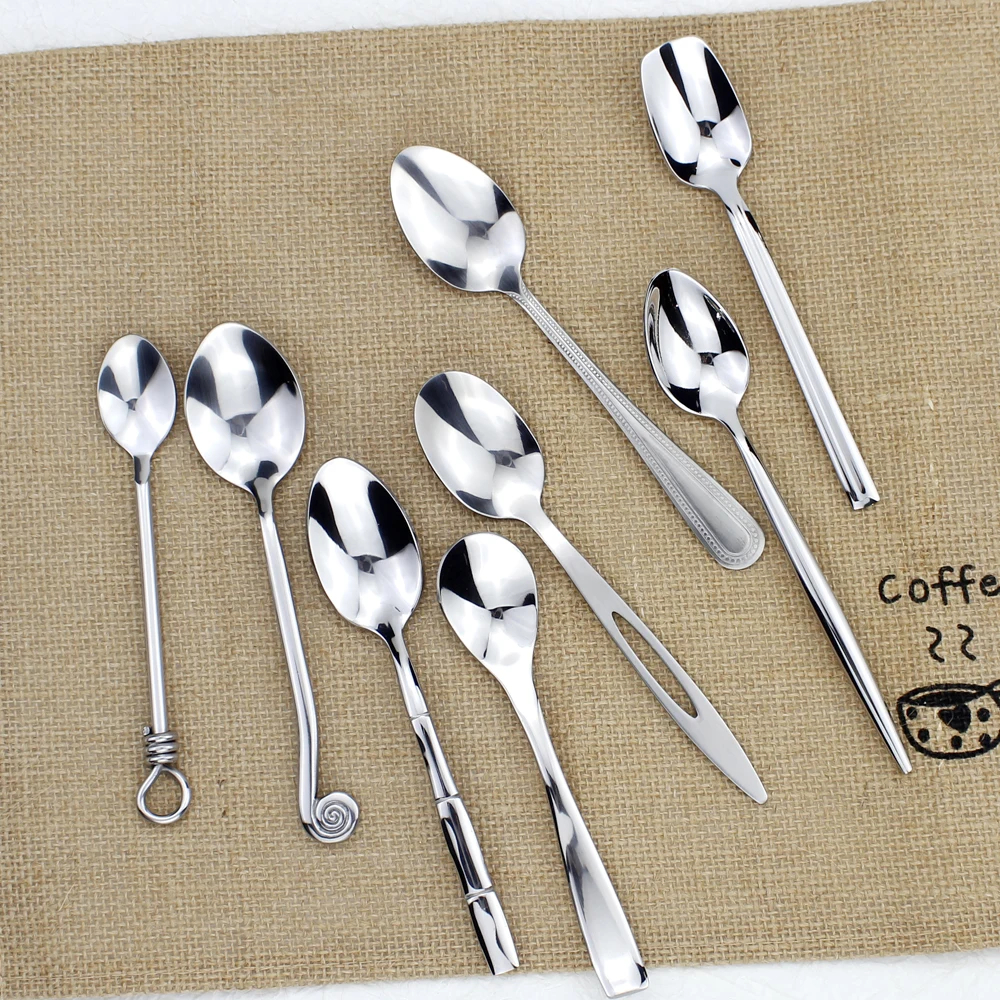 Popular Elegant Tea Spoons Dessert Spoons Stainless Steel Mirror Polish Flavour Spoon Stirring Scoops Handy Utensils Silverware