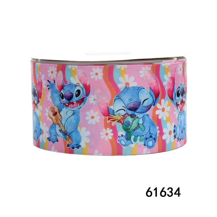 5Yards Disney Stitch Cartoon Grosgrain Ribbon for Hairbows Craft Materials