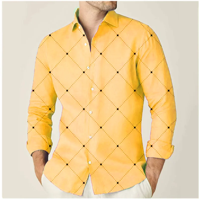 Fashion 2024 Men\'s Shirts 11 Color Shirts Geometric Print Outdoor Streetwear Long Sleeve Lapel Shirts Designer Casual XS-6XL