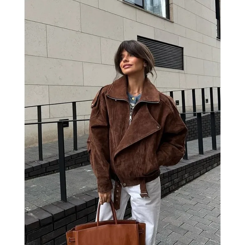 

Women's Cropped Moto Biker Jacket - Faux Leather Hot Sale Edgy Street Style Punk Rivet Detail Silver Hardware Casual Fashion